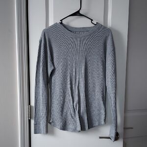 Time and Tru Heather Gray Waffle Knit Top Small